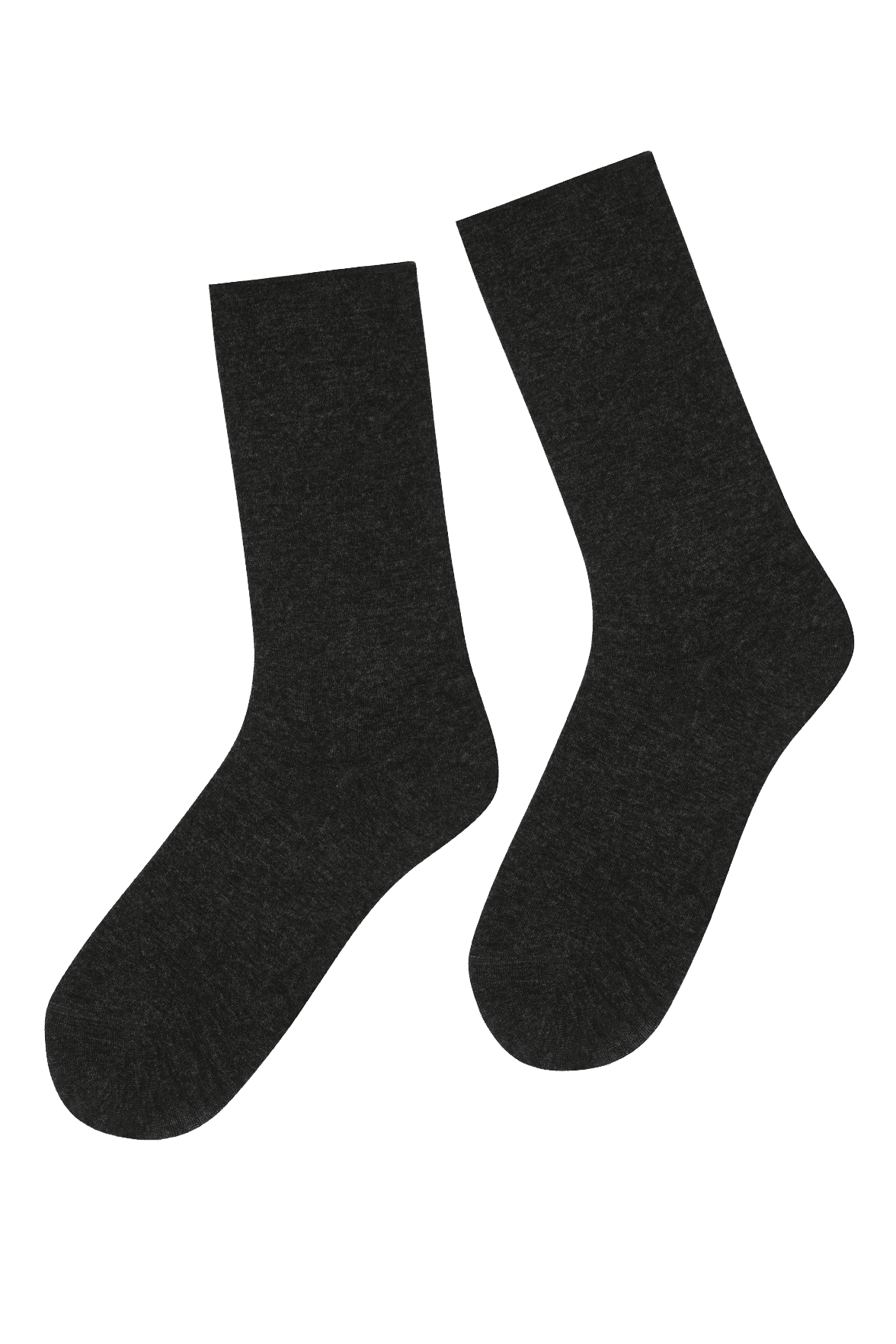 Chaussettes Unies Bord Roulotté en Modal et Cachemire - Noir Chiné