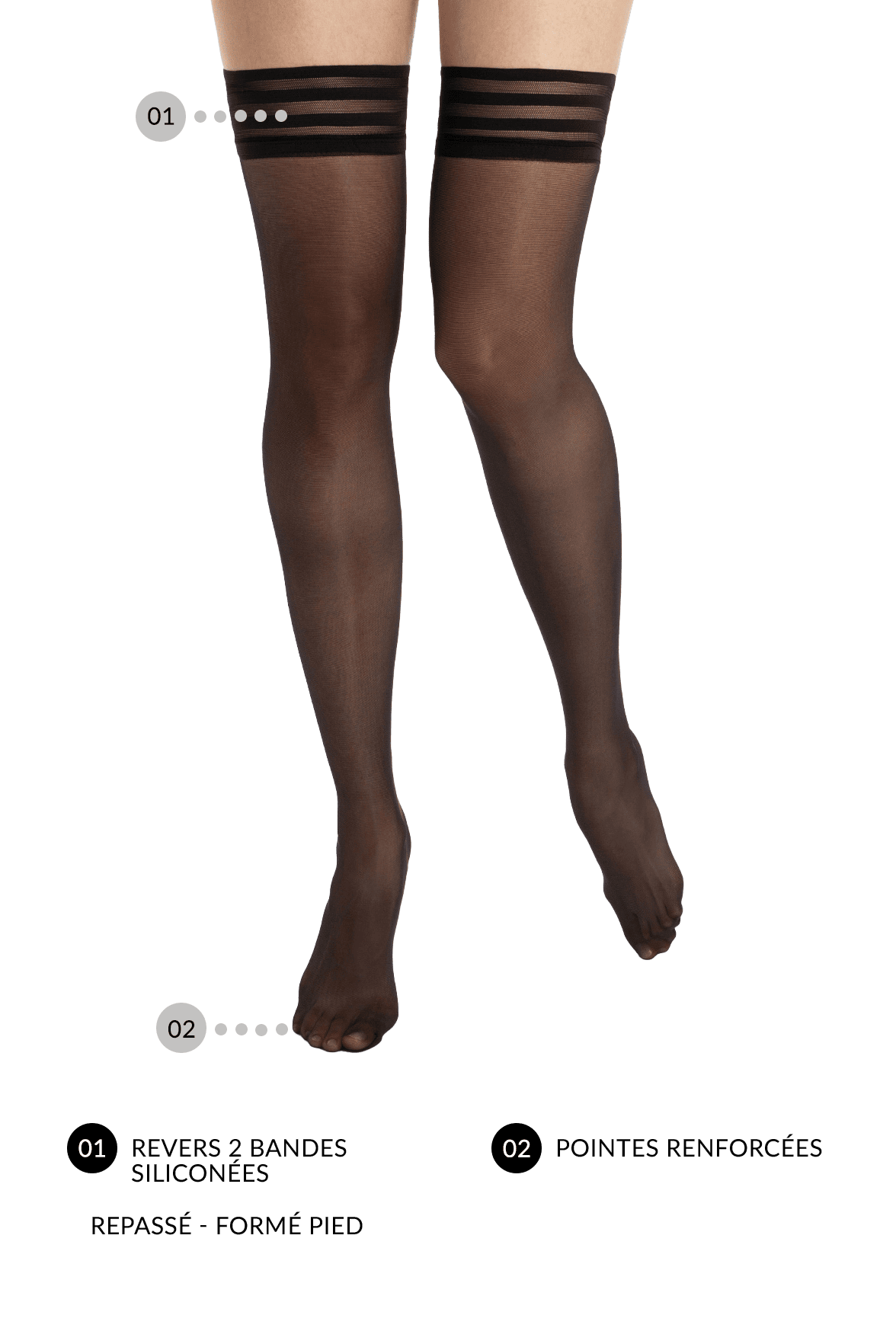 Bas-Top Transparent Satiné 20D - Nearly Black