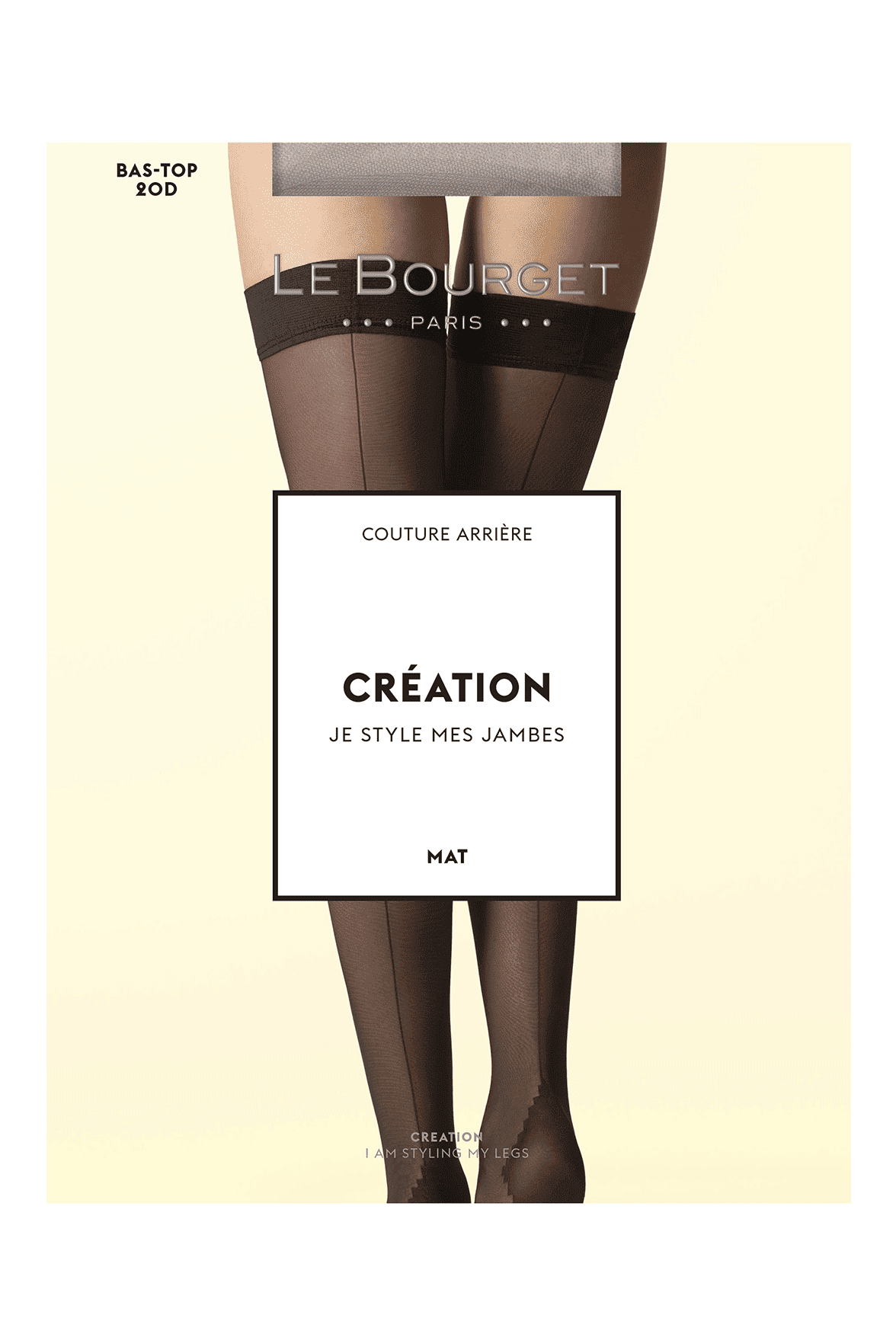 Bas-Top Satiné Couture Arrière 20D Création - Noir