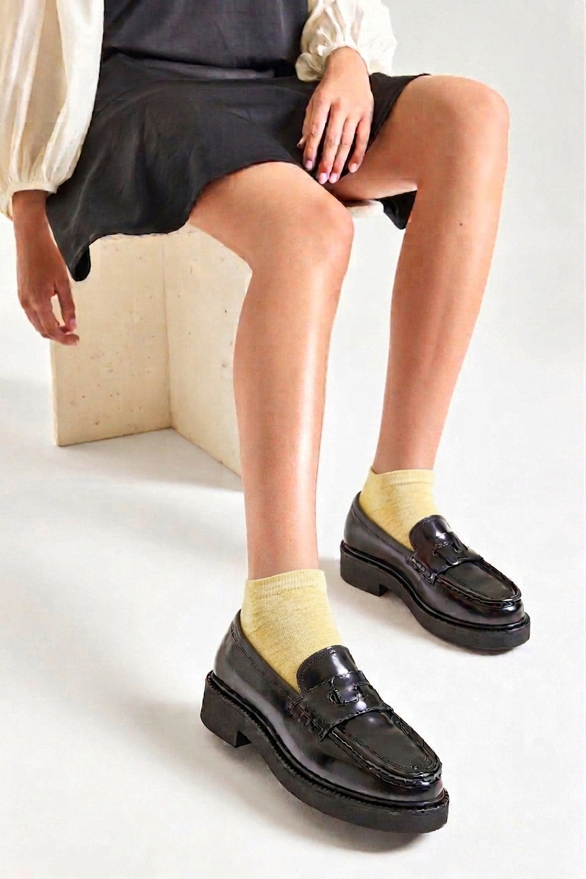 Socquettes Ultra-Courtes en Coton Bio - Jaune Paille