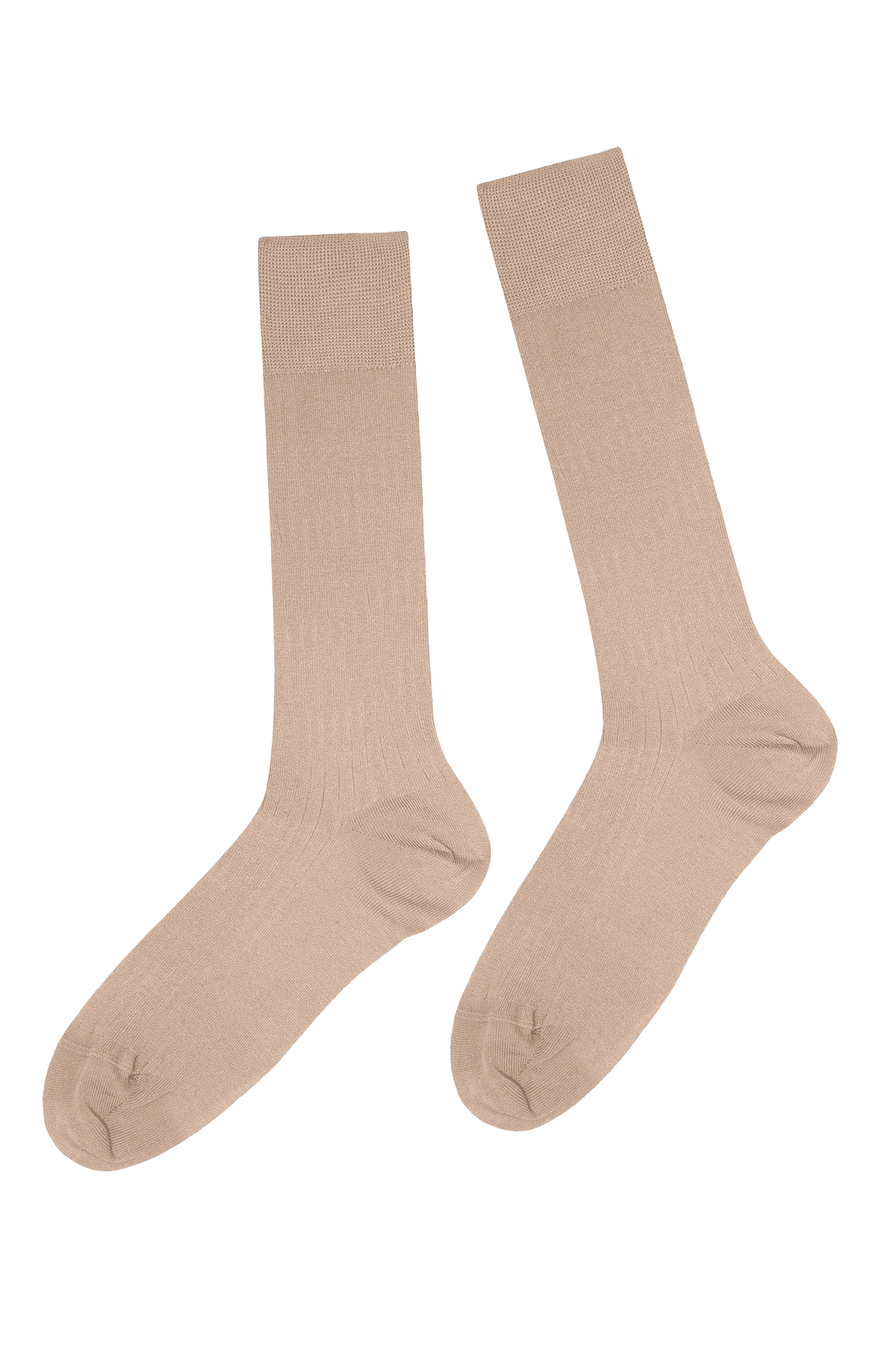 Chaussettes Hautes Fines Côtes en Fil d'Écosse - Beige