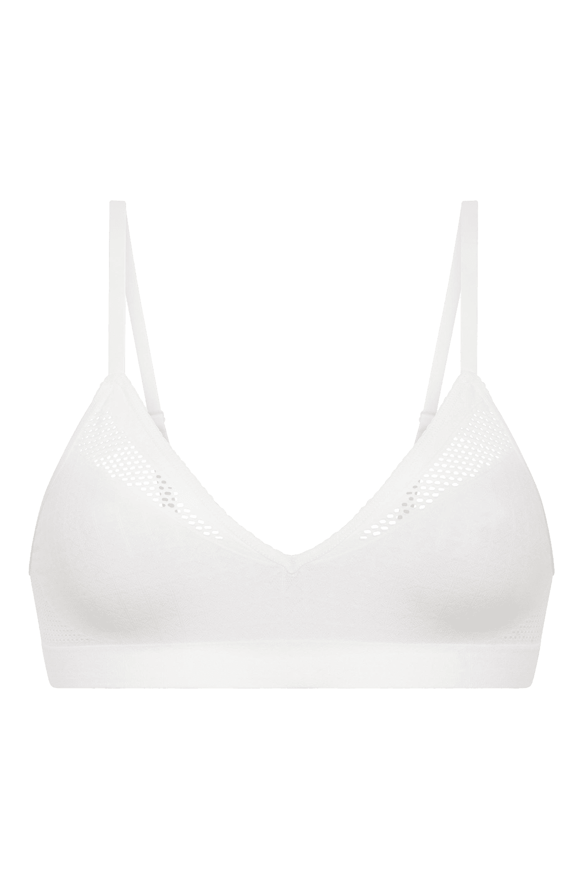 Brassière Bretelles Fines Maille Jacquard et Finition Dentelle Oh Mademoiselle - Blanc