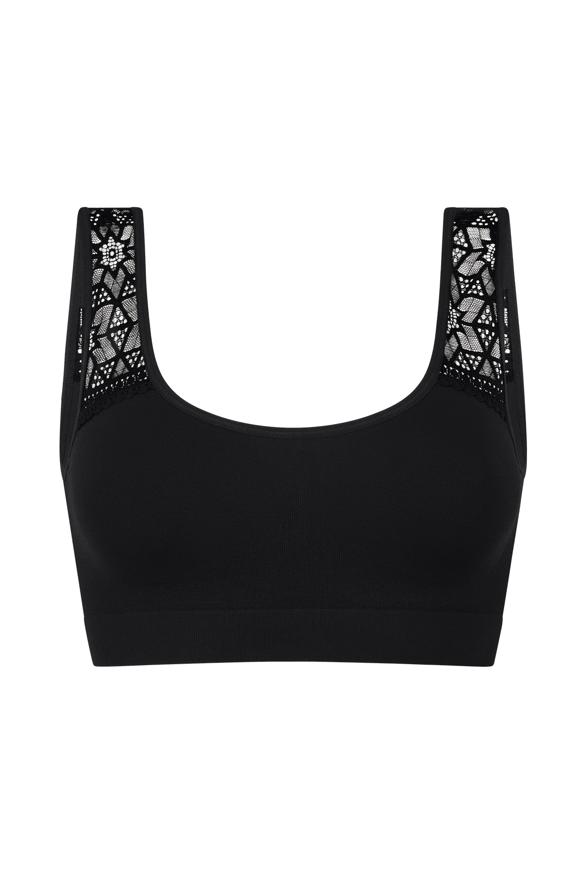 Brassière Bretelles Larges en Dentelle Lingerie - Noir