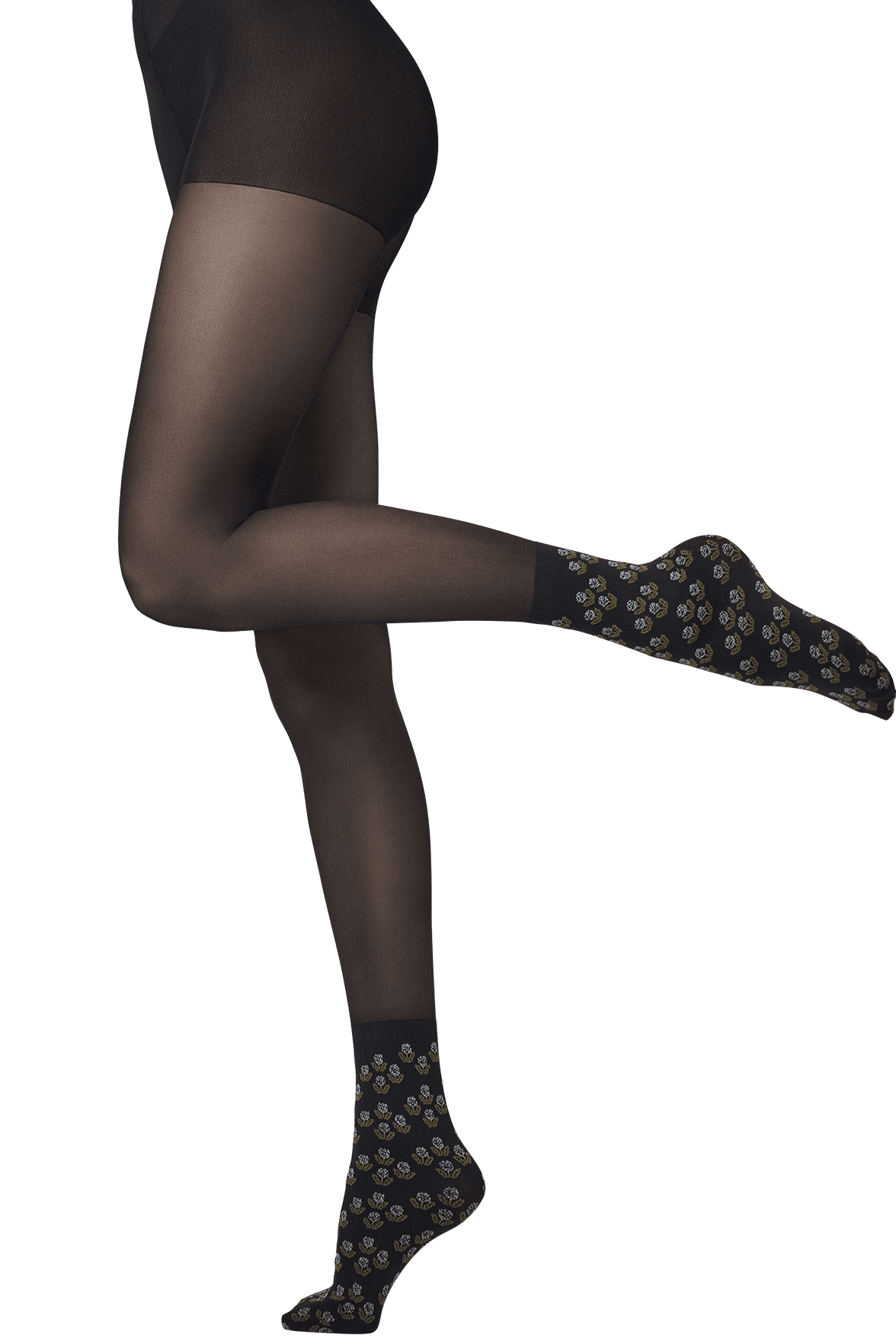 Collant Fantaisie avec Socquette Intégrée Spécial Basket 35/70D Dressing - Noir