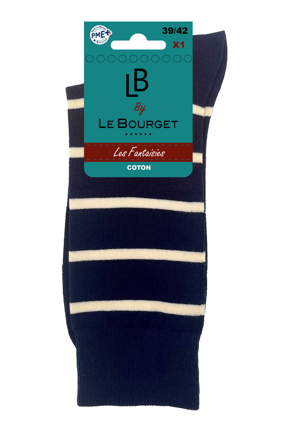 Chaussettes Fantaisies Homme Marinière - Marine Écru