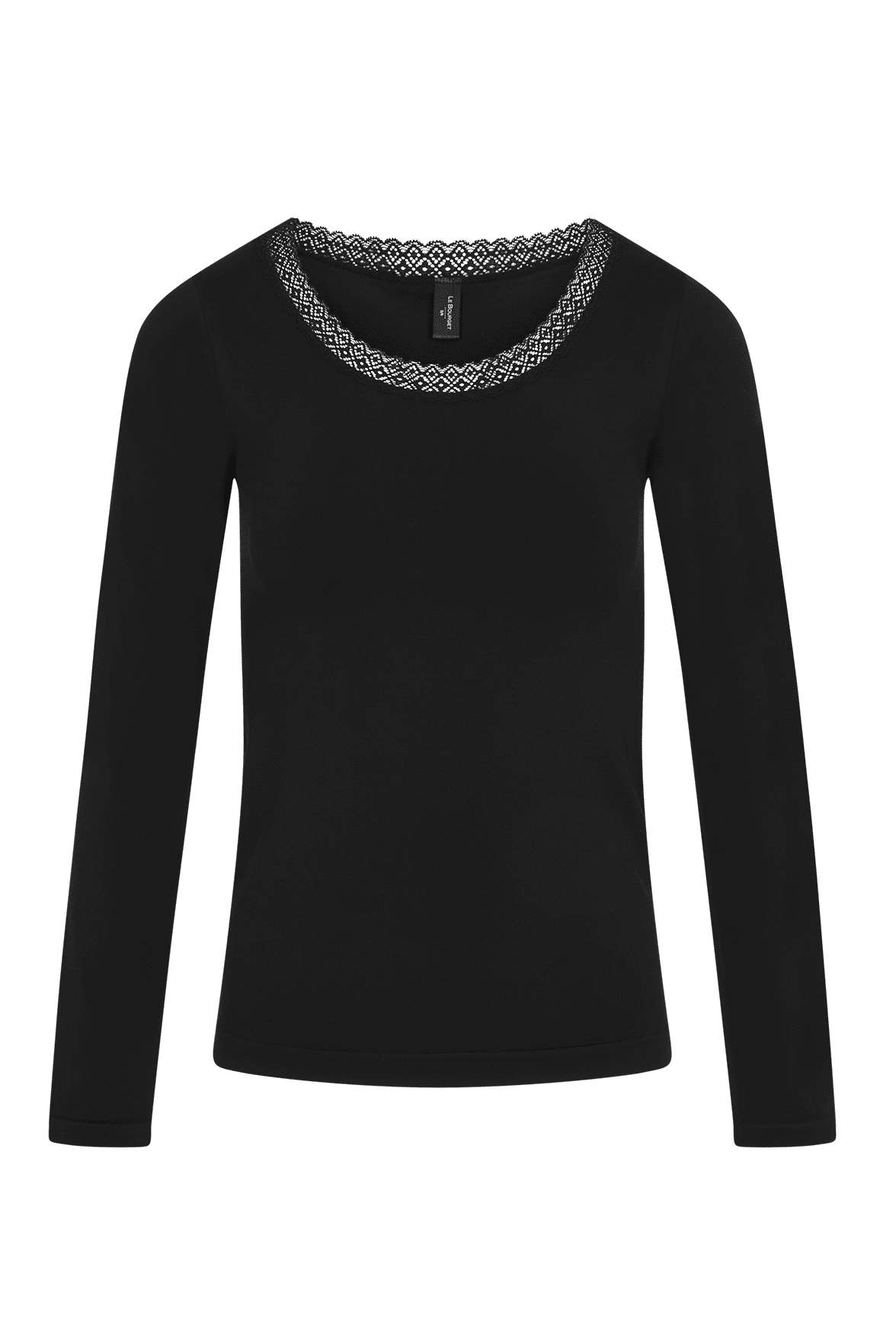 Top Manches Longues Encolure Denntelle Les Thermiques - Noir