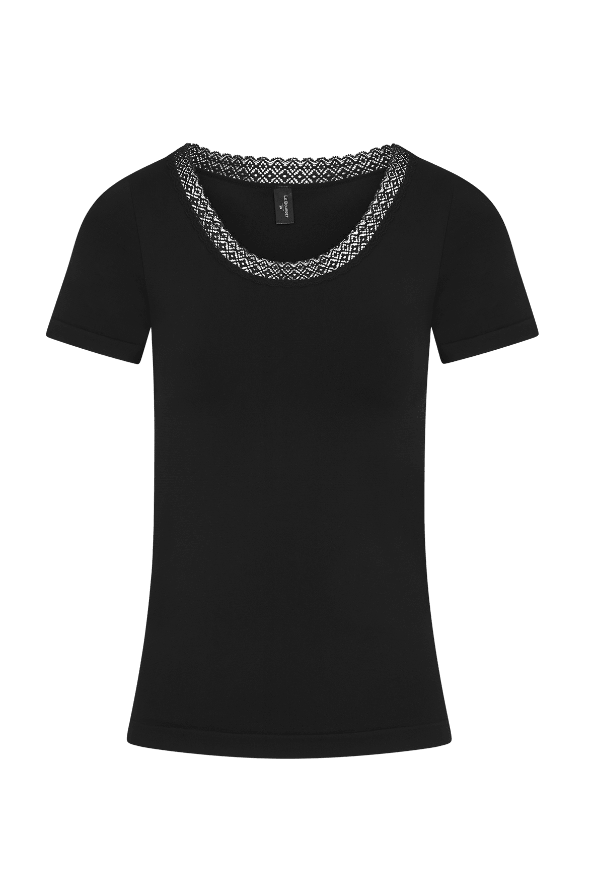 T-Shirt Manches Courtes Encolure Dentelle Les Thermiques - Noir