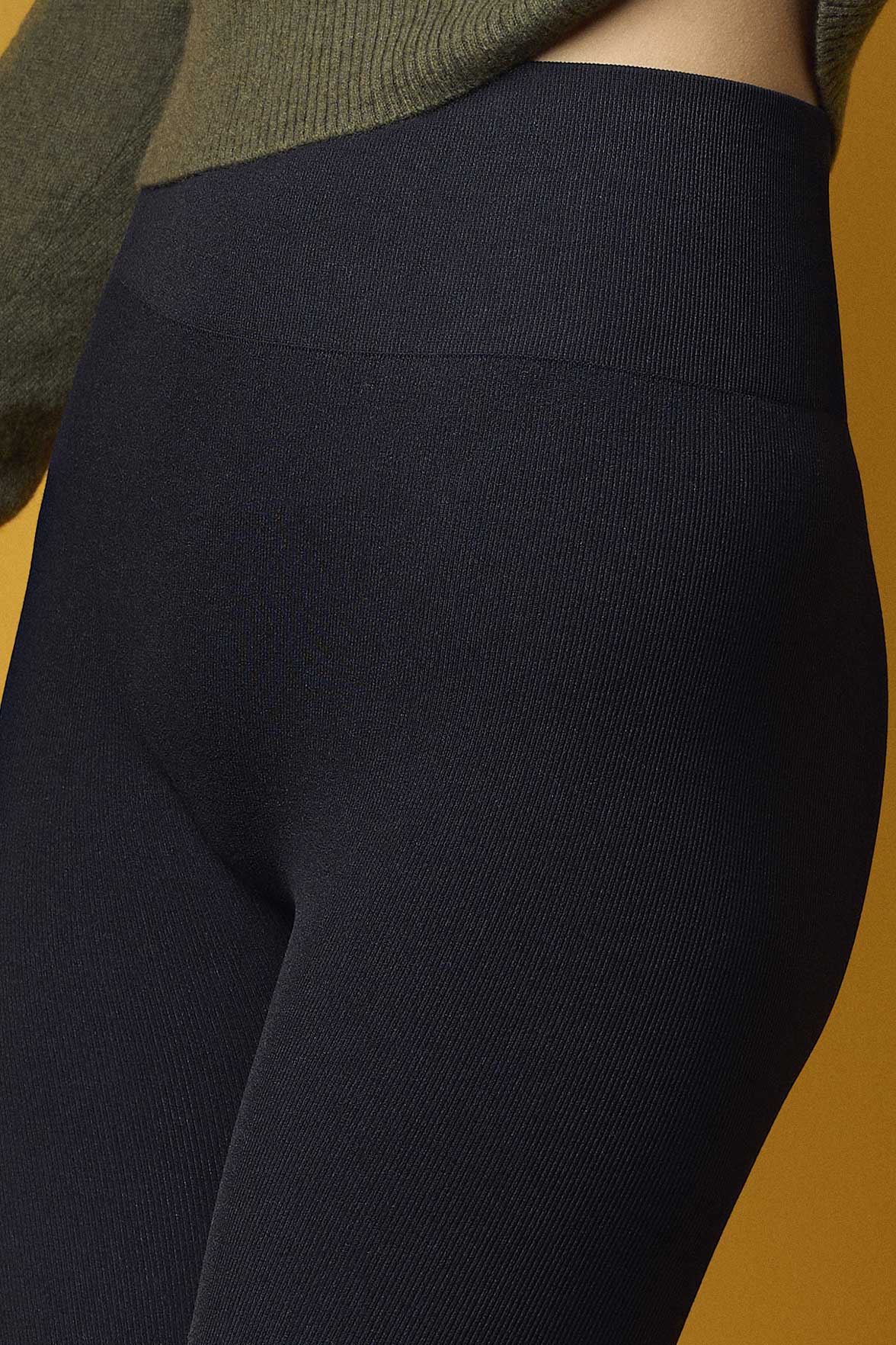 Leggings Ceinture Haute Maille Coteléé Les Thermiques - Noir