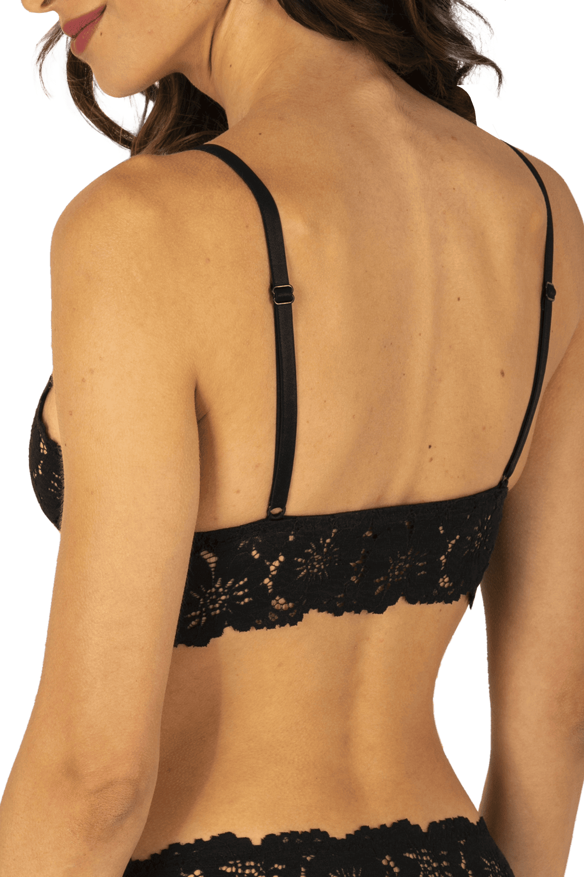 Brassière Bretelles Fines Ajustables Dentelle - Noir