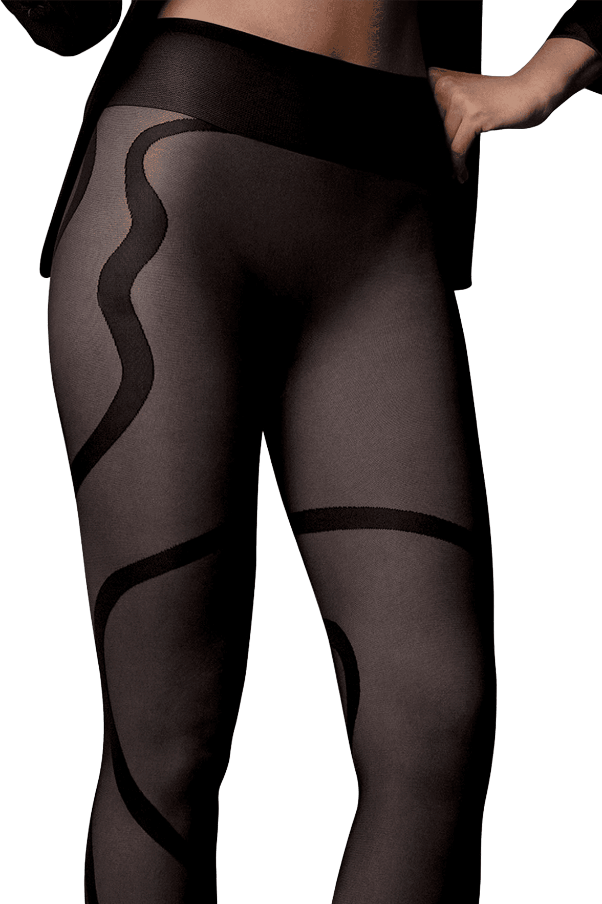Collant Transparent Fantaisie Bandes Géométriques 20D Dessous Chics - Noir