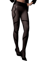 Collant Transparent Fantaisie Bandes Géométriques 20D Dessous Chics - Noir