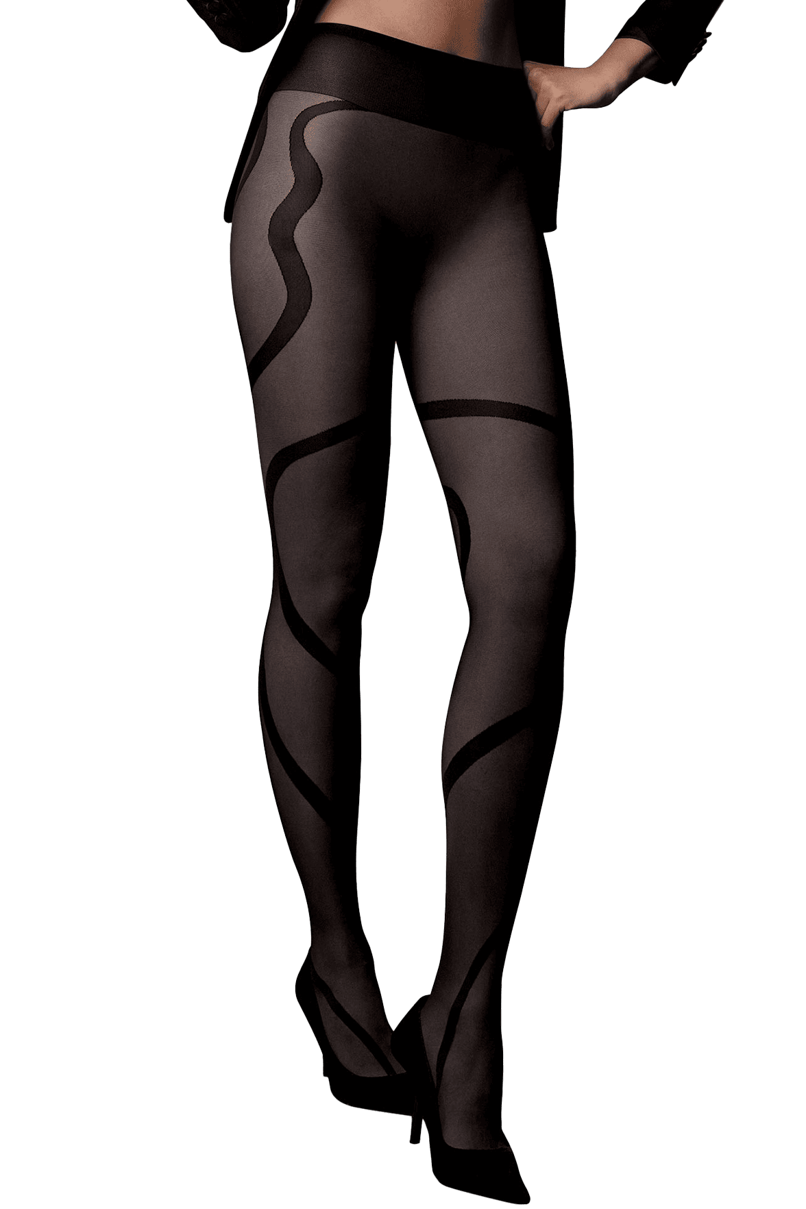 Collant Transparent Fantaisie Bandes Géométriques 20D Dessous Chics - Noir
