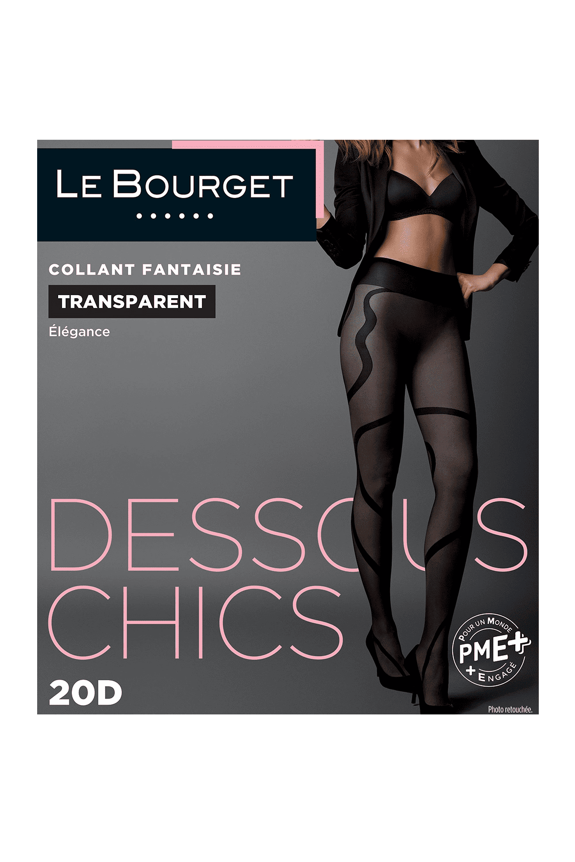 Collant Transparent Fantaisie Bandes Géométriques 20D Dessous Chics - Noir
