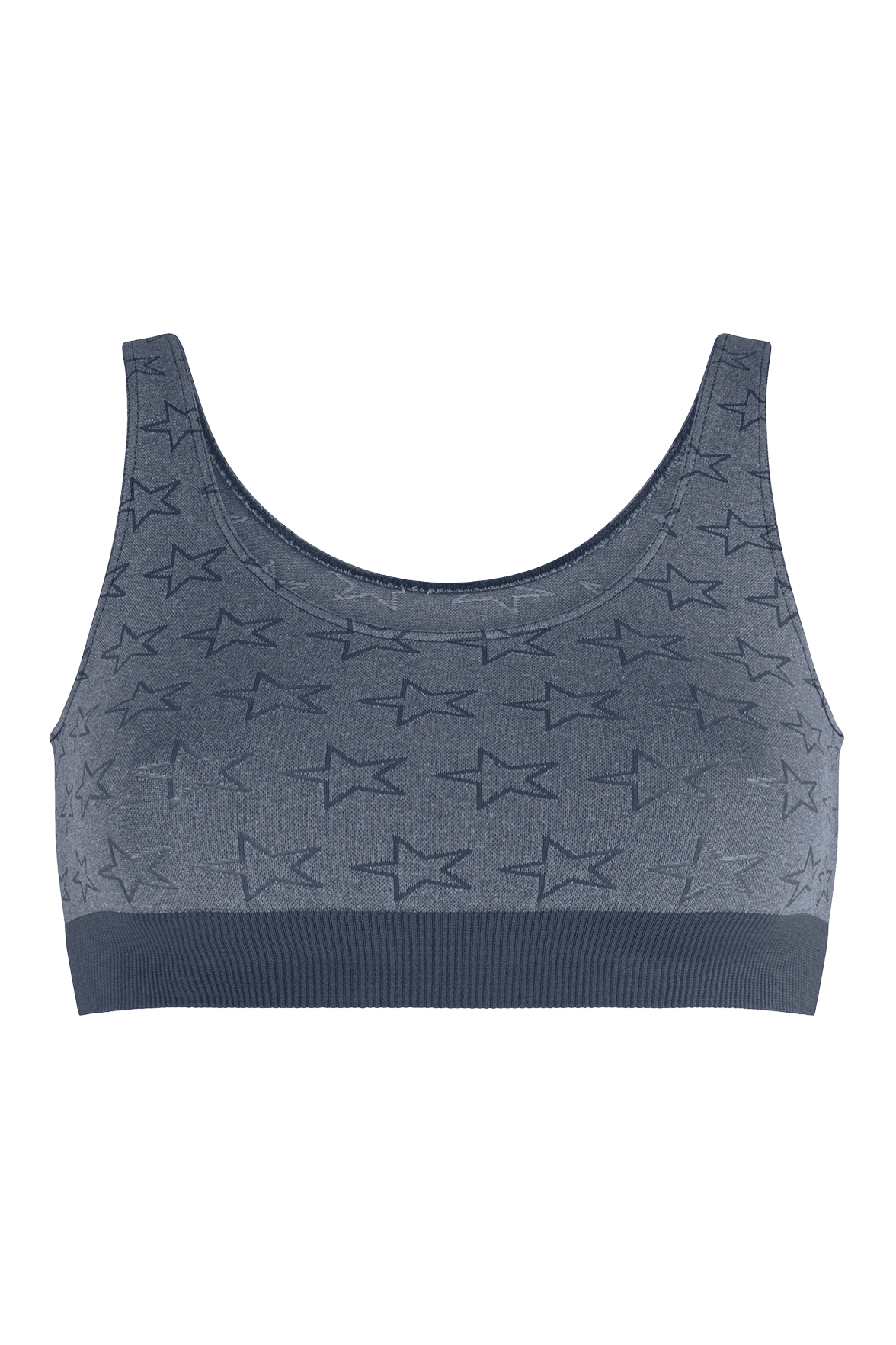 Brassière Bretelles Larges Dos Montant Motif Etoile Oh Mademoiselle - Bleu Chiné