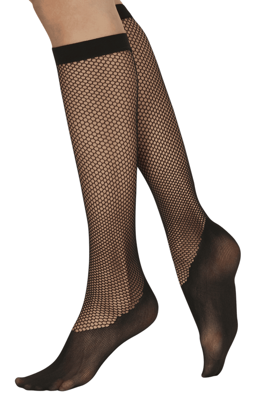 Mi-Bas Fantaisie Résille avec Protège-pieds intégré Dressing - Noir