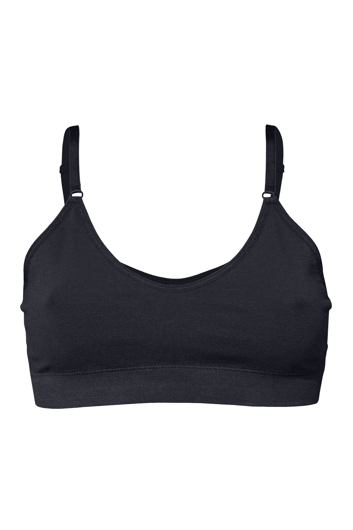 Brassière Bretelles Fines Ajustables Coton Bio - Noir