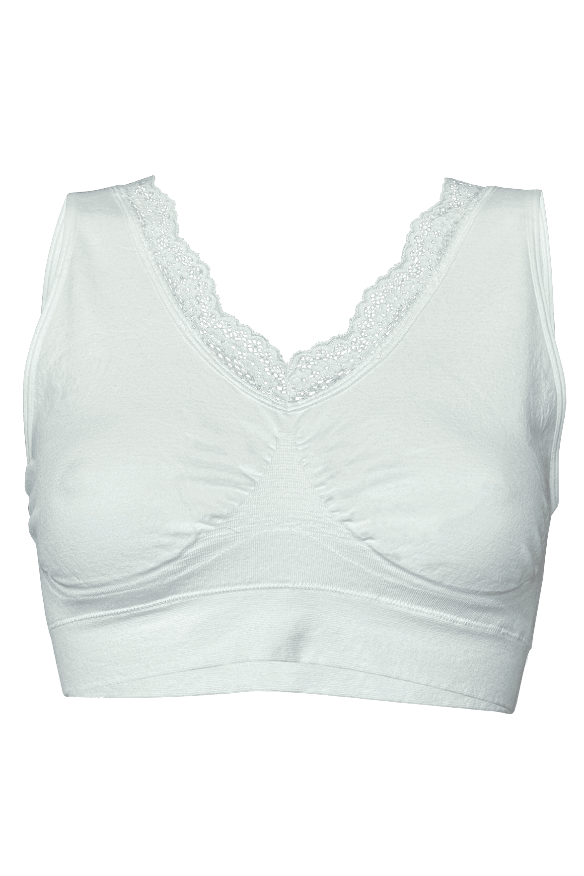 Brassière Bretelles Larges Coton Bio Avec Encolure Dentelle - Blanc