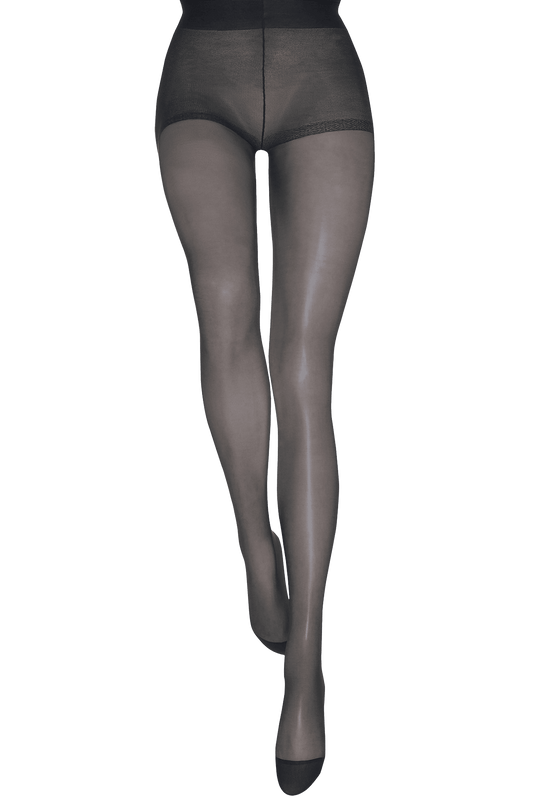 Collant Transparent Satiné Voilance Éclat 20D Made in France - Noir