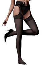 Collant Transparent Ceinture Dentelle et Porte-Jarretelles Intégré 20D Dessous Chics Caprice  - Noir