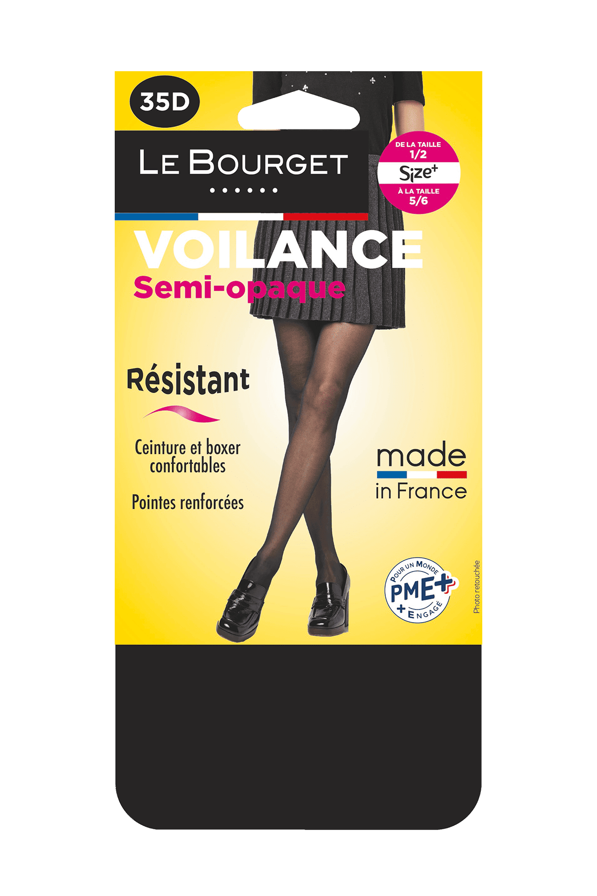 Collant Semi-Opaque Satiné Voilance 35D Made in France - Noir