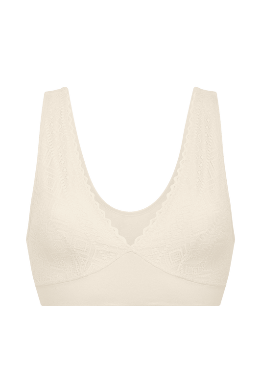 Brassière Bretelles Larges Lingerie Dentelle - Blanc Nacré
