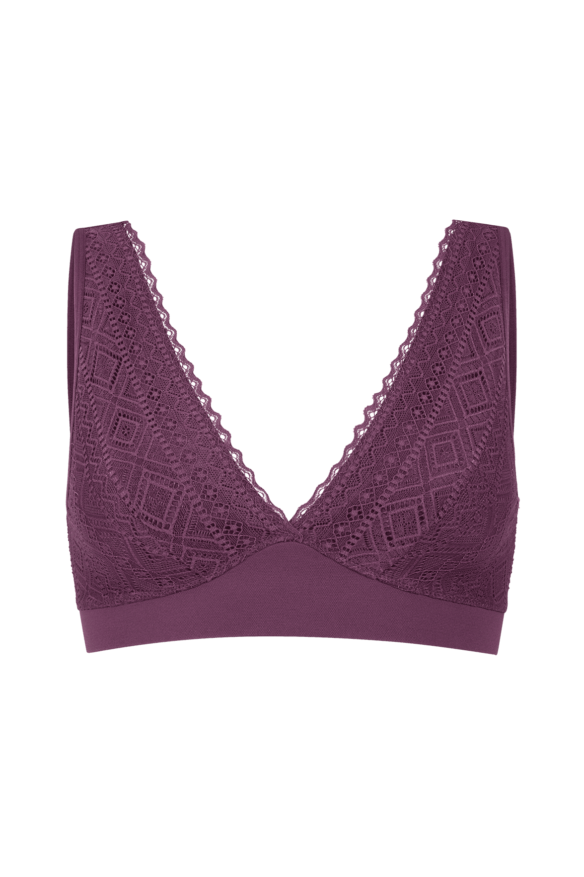 Brassière Bretelles Larges Lingerie Dentelle - Prune