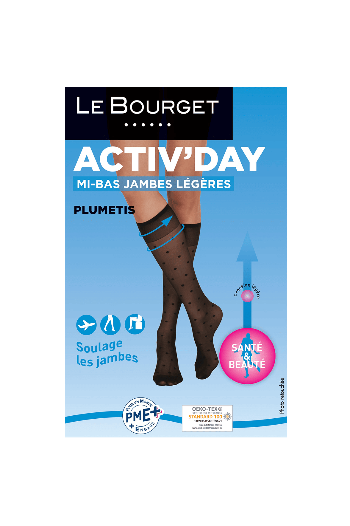 Mi-Bas Fantaisies Plumetis Jambes Légères 25D Ativ'Day - Noir