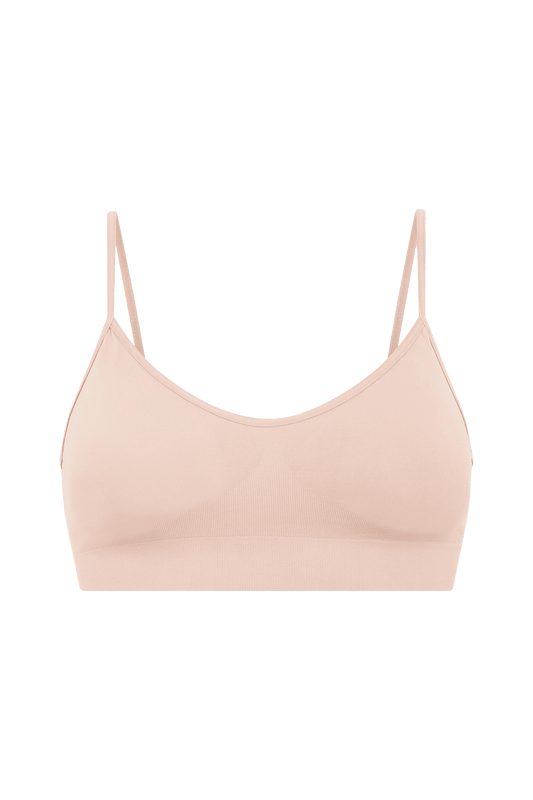 Brassière Bretelles Fines avec Coques Souples Amovibles - Beige Rosé