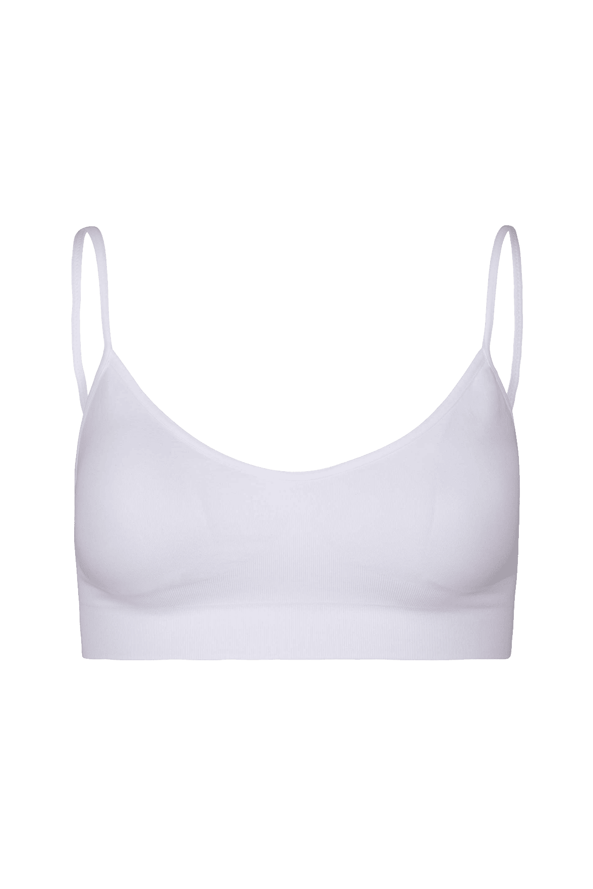 Brassière Bretelles Fines avec Coques Souples Amovibles - Blanc