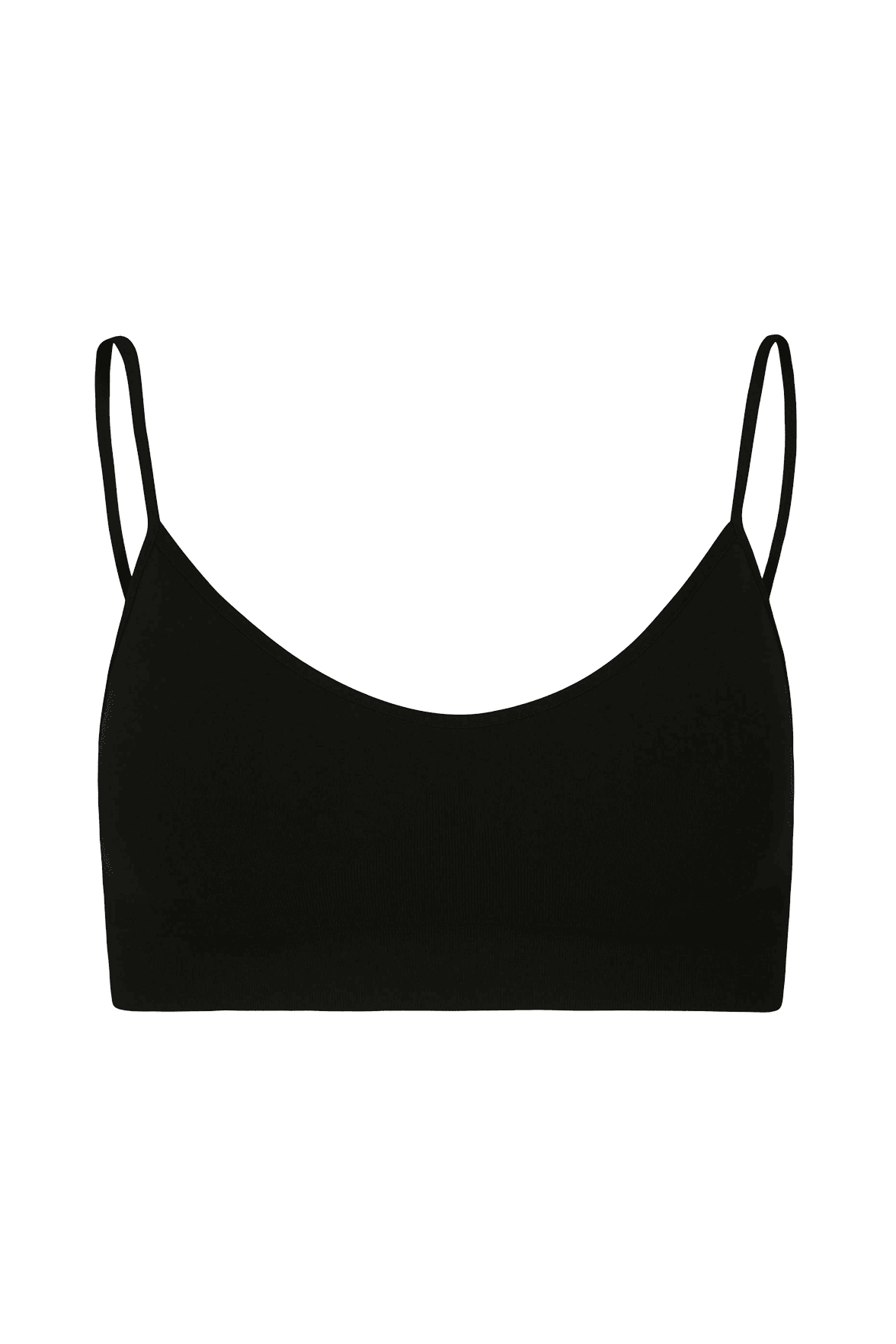 Brassière Bretelles Fines avec Coques Souples Amovibles - Noir