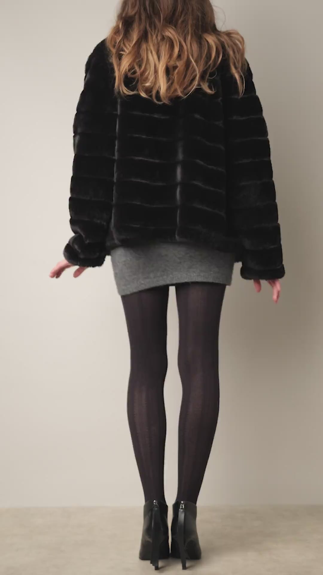 Collant Opaque Coton Fantaisie Motif Torsades Matière - Noir