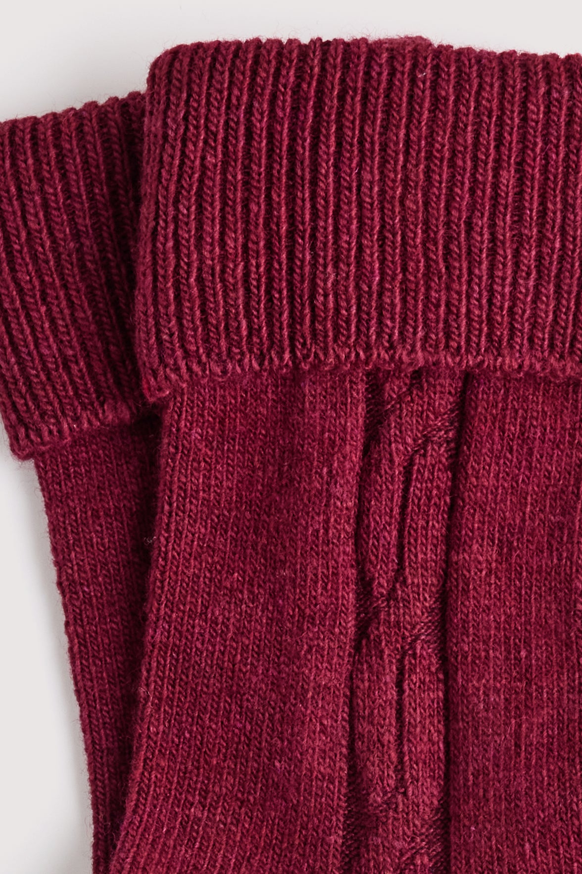 Chaussettes Torsadées avec Revers en Laine et Cachemire - Bordeaux
