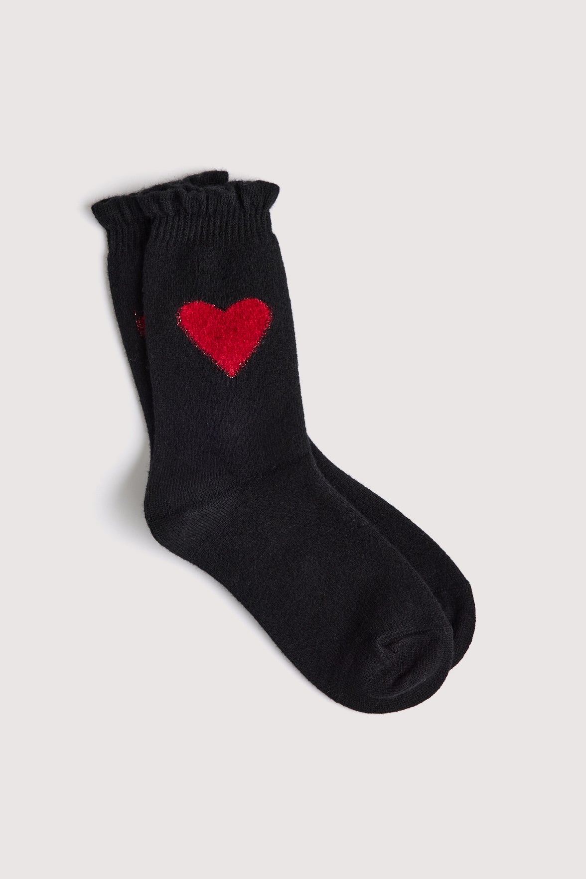 Chaussettes Fantaisie Motif Coeur Placé - Noir