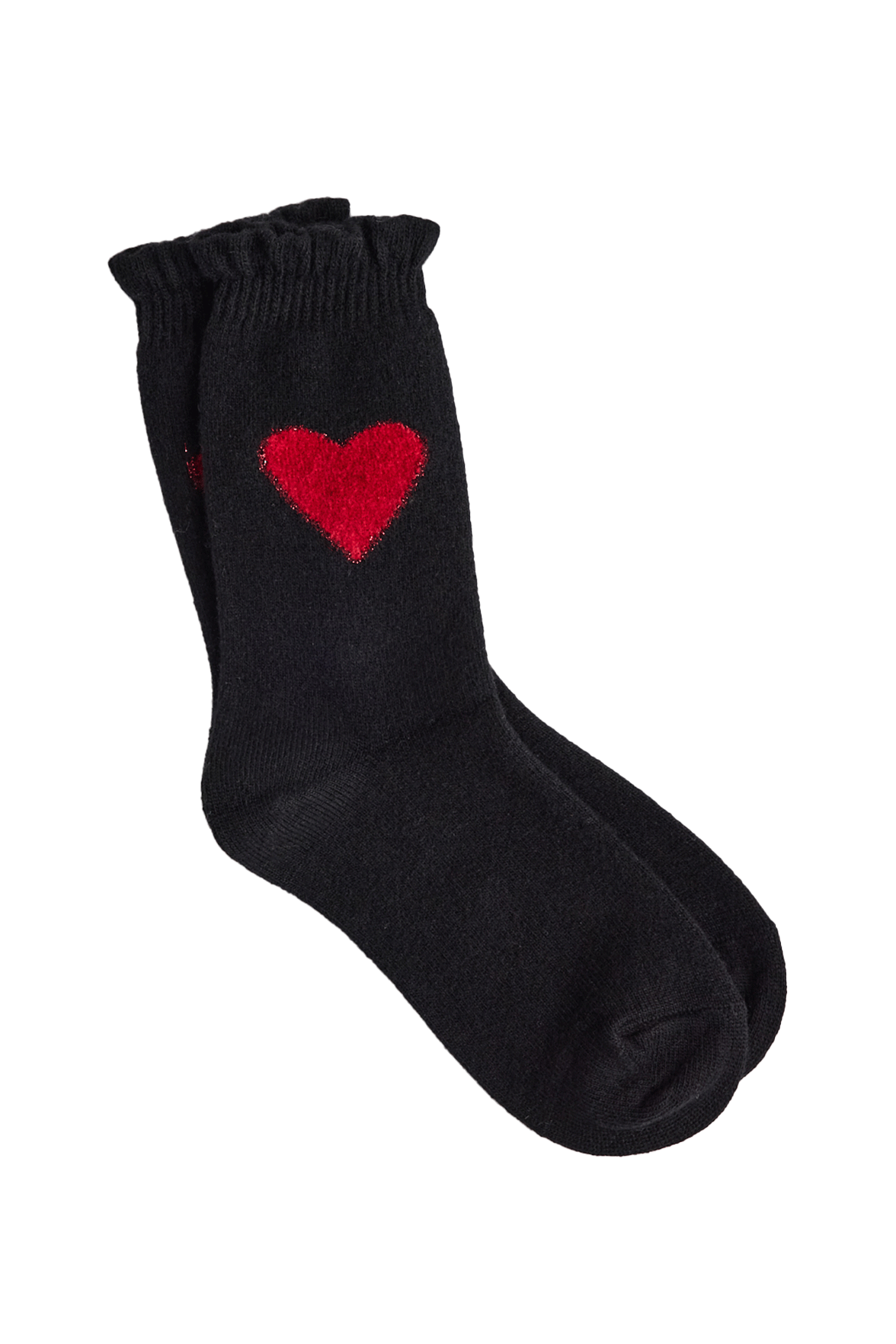 Chaussettes Fantaisie Motif Coeur Placé - Noir