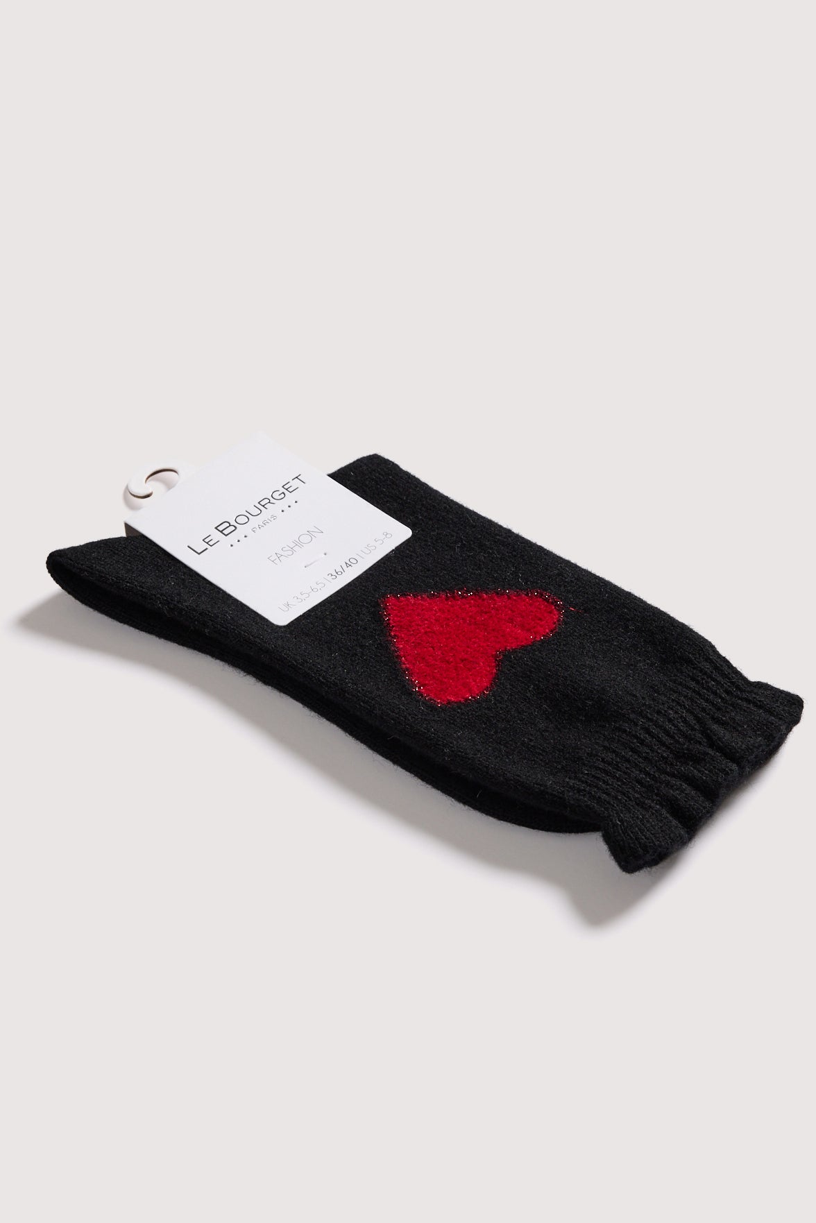 Chaussettes Fantaisie Motif Coeur Placé - Noir