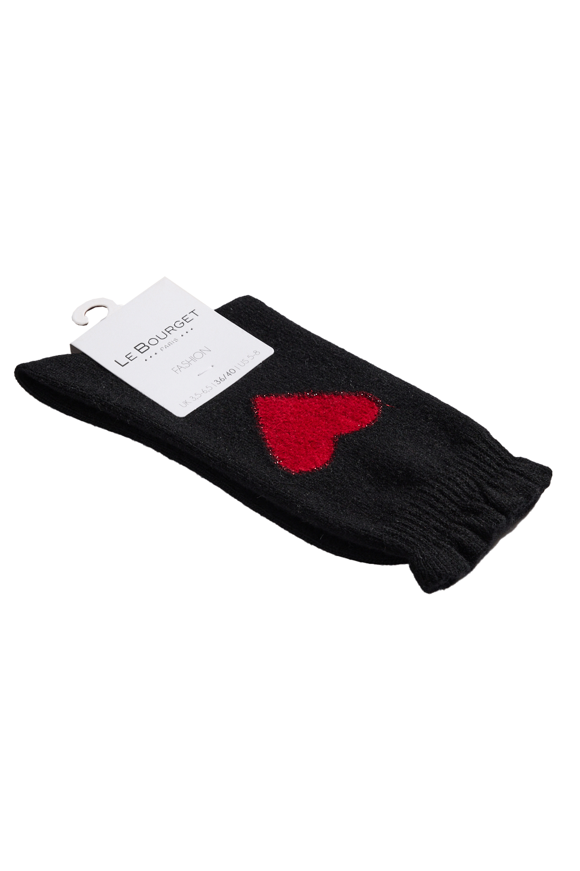 Chaussettes Fantaisie Motif Coeur Placé - Noir