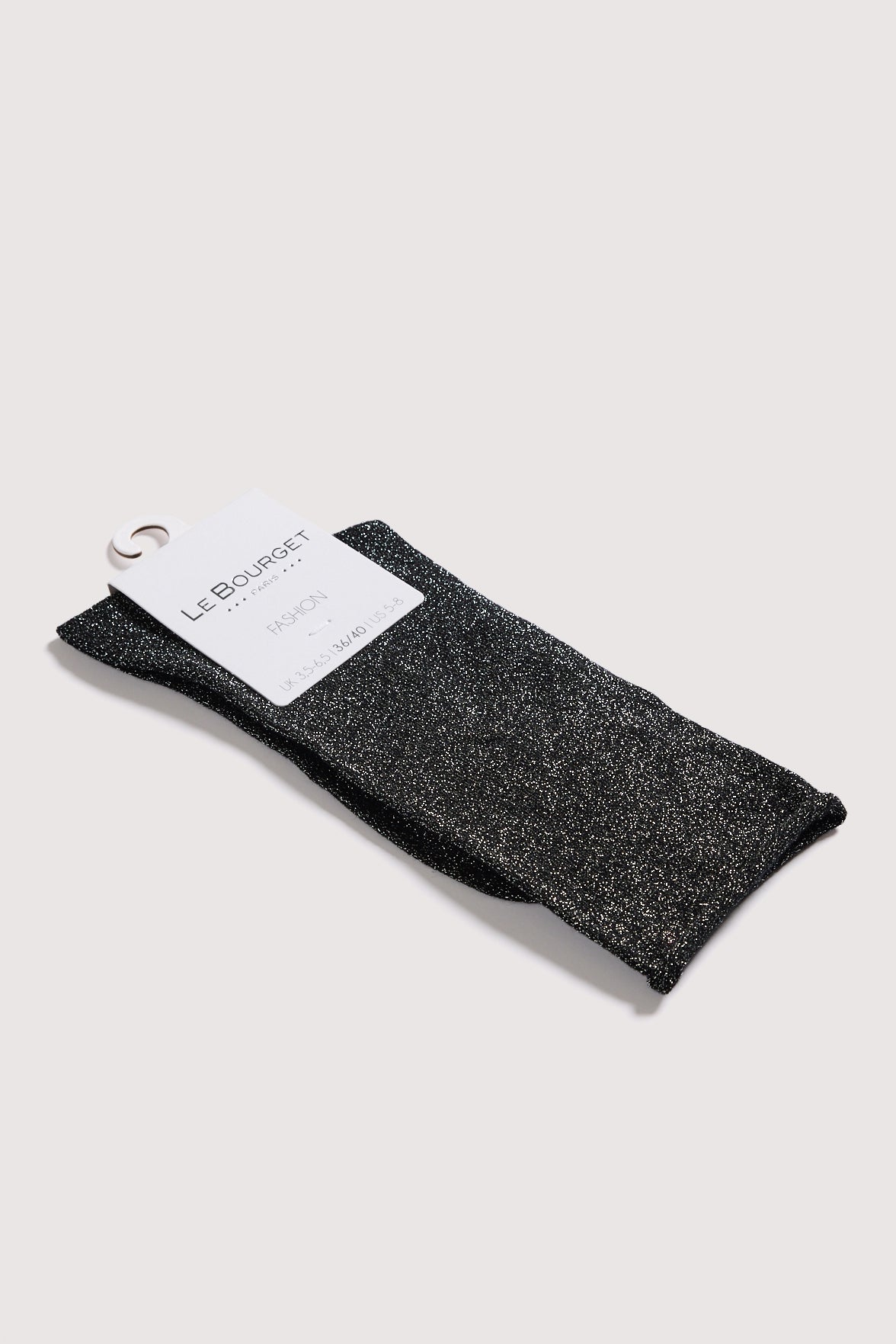 Chaussettes Lurex Unies Bord Roulotté - Noir/Argent