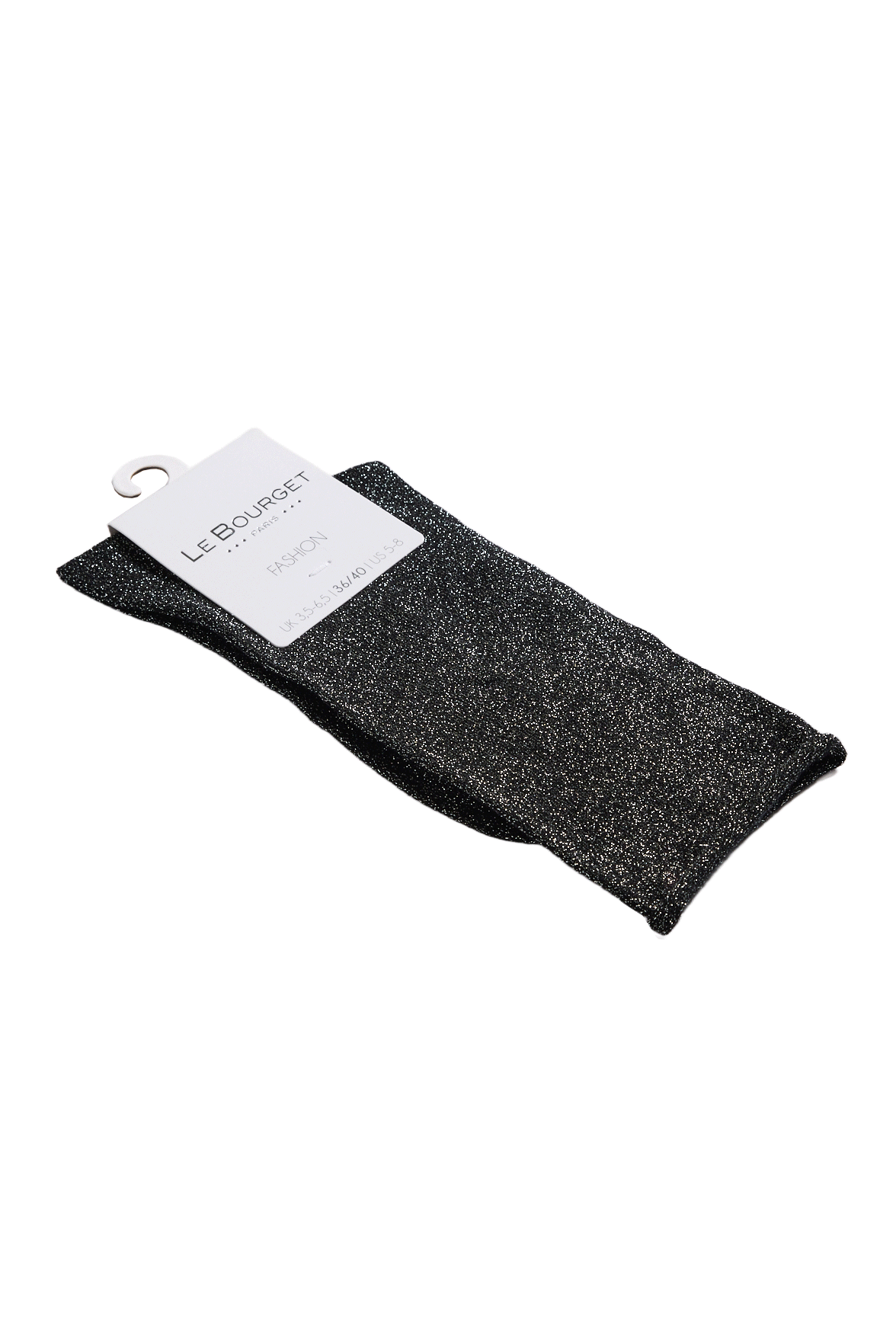 Chaussettes Lurex Unies Bord Roulotté - Noir/Argent