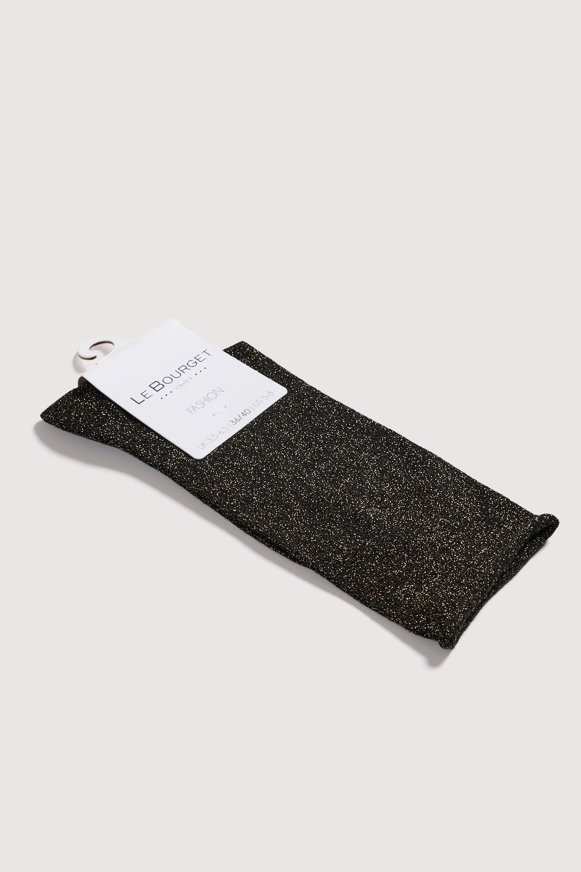Chaussettes Lurex Unies Bord Roulotté - Noir/Or