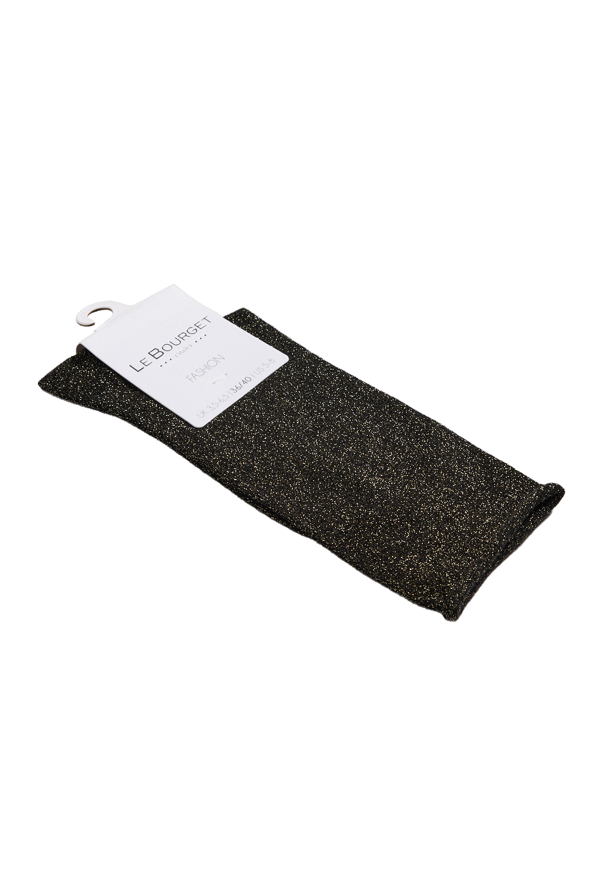 Chaussettes Lurex Unies Bord Roulotté - Noir/Or