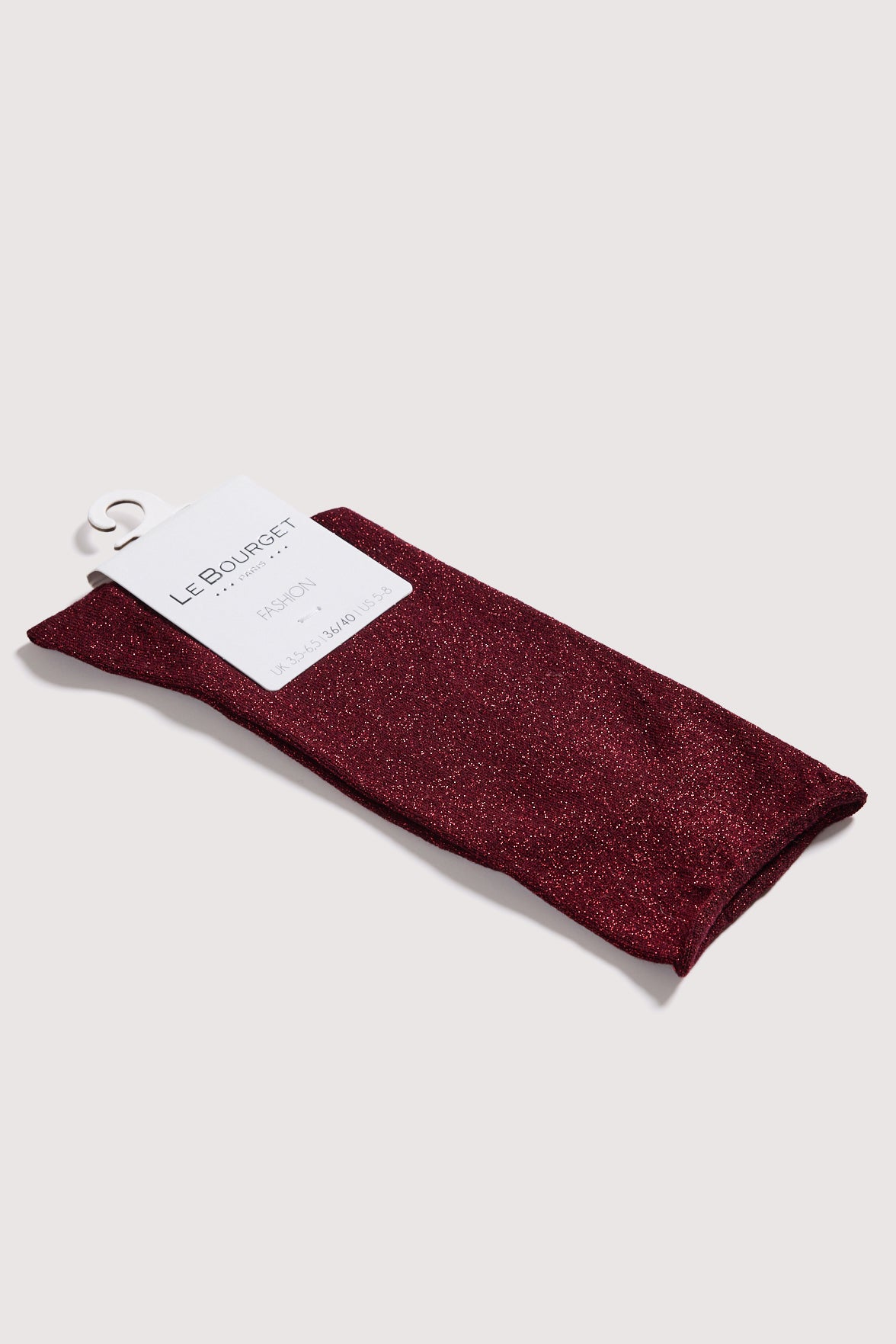 Chaussettes Lurex Unies Bord Roulotté - Rubis