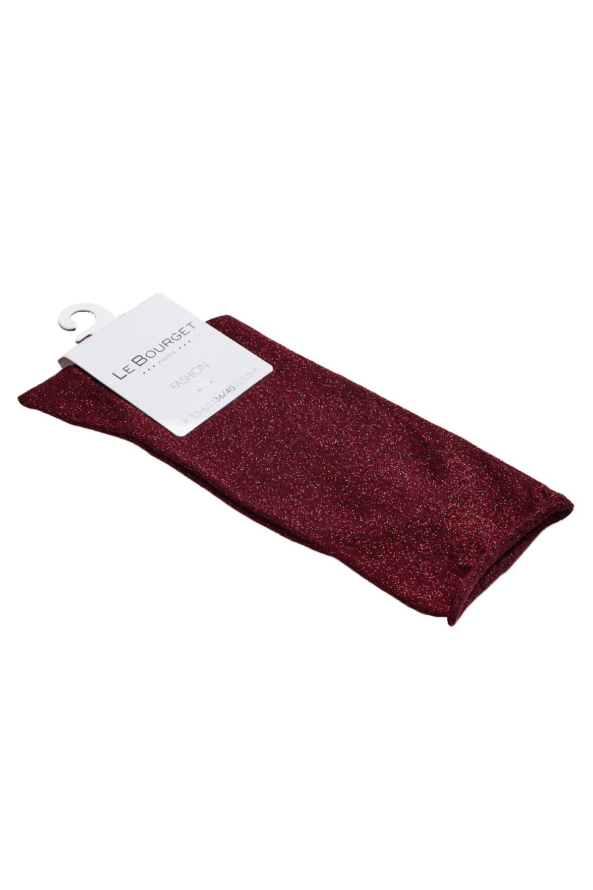 Chaussettes Lurex Unies Bord Roulotté - Rubis