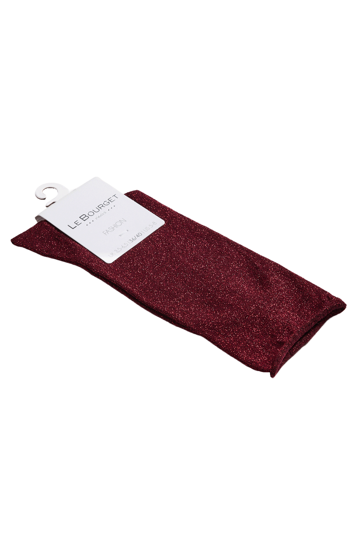 Chaussettes Lurex Unies Bord Roulotté - Rubis