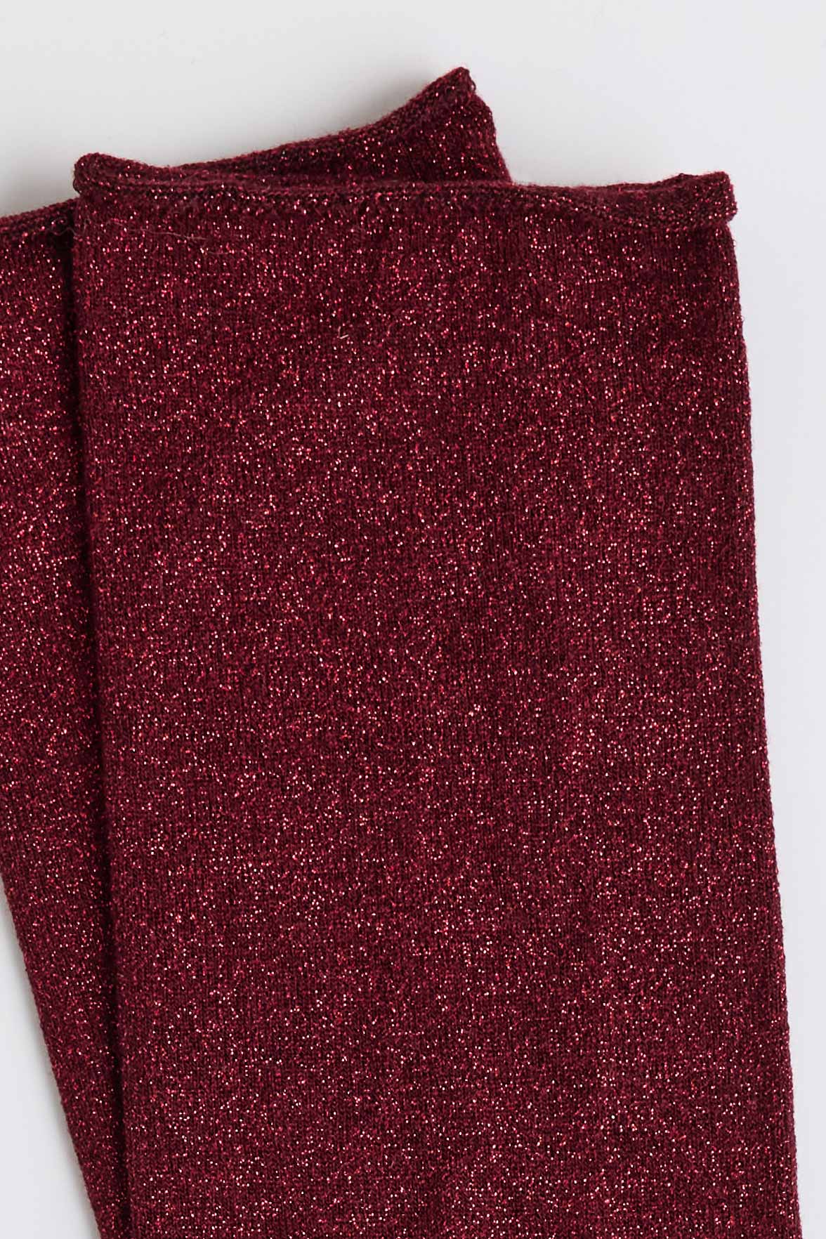Chaussettes Lurex Unies Bord Roulotté - Rubis