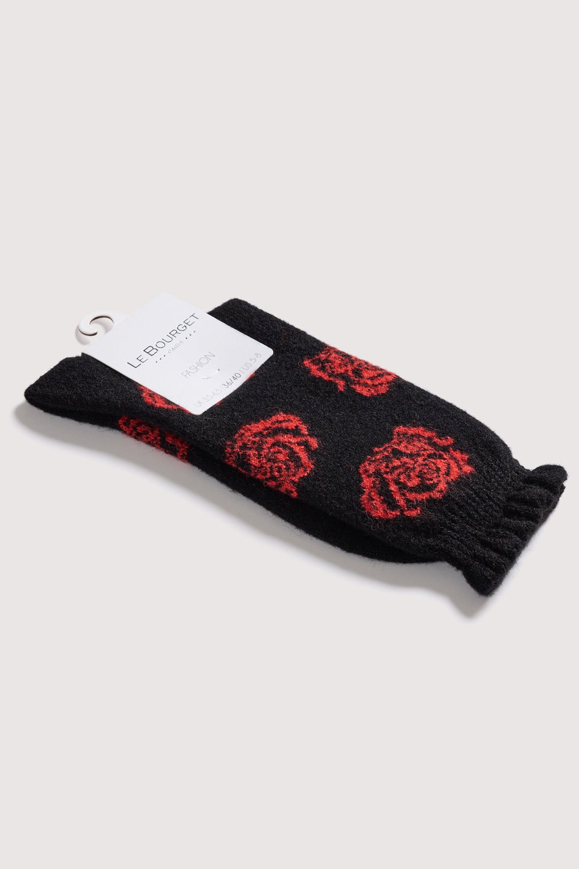 Chaussettes Fantaisie Motif Rose All-Over - Noir/Acajou