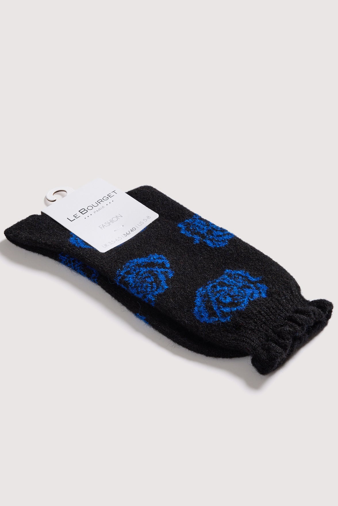 Chaussettes Fantaisie Motif Rose All-Over - Noir/Bleu