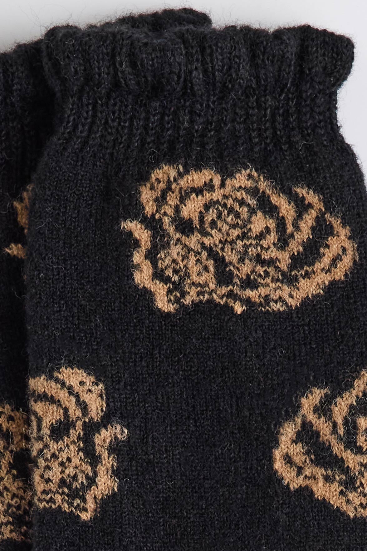 Chaussettes Fantaisie Motif Rose All-Over - Noir/Camel