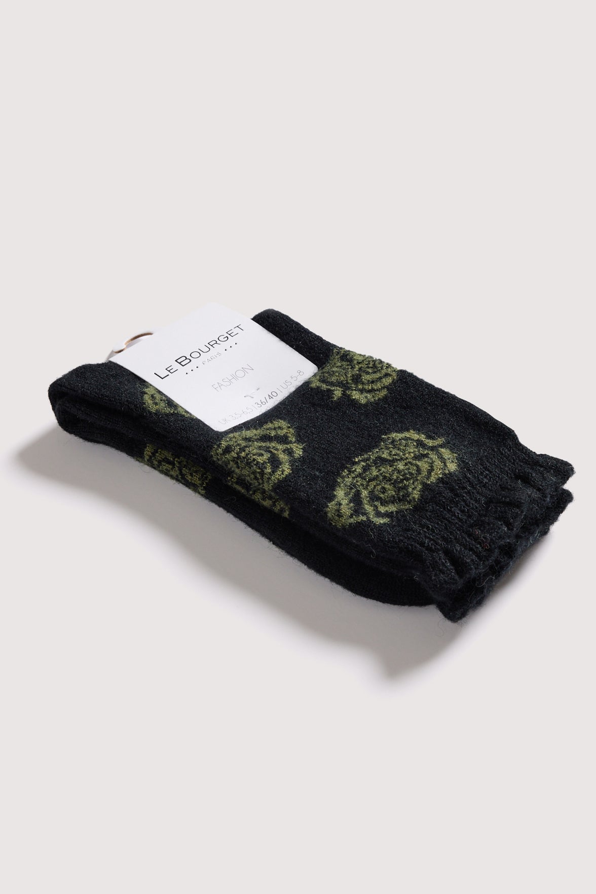 Chaussettes Fantaisie Motif Rose All-Over - Noir/kaki