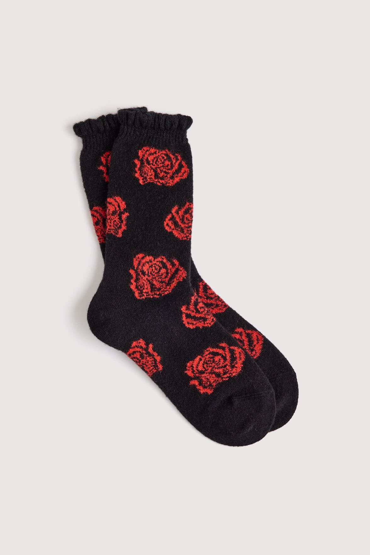 Chaussettes Fantaisie Motif Rose All-Over - Noir/Acajou