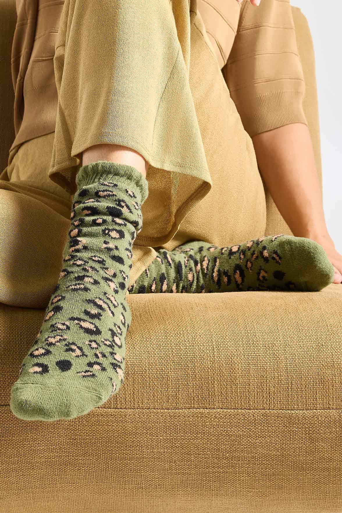 Chaussettes Fantaisie Motif Animalier - Kaki